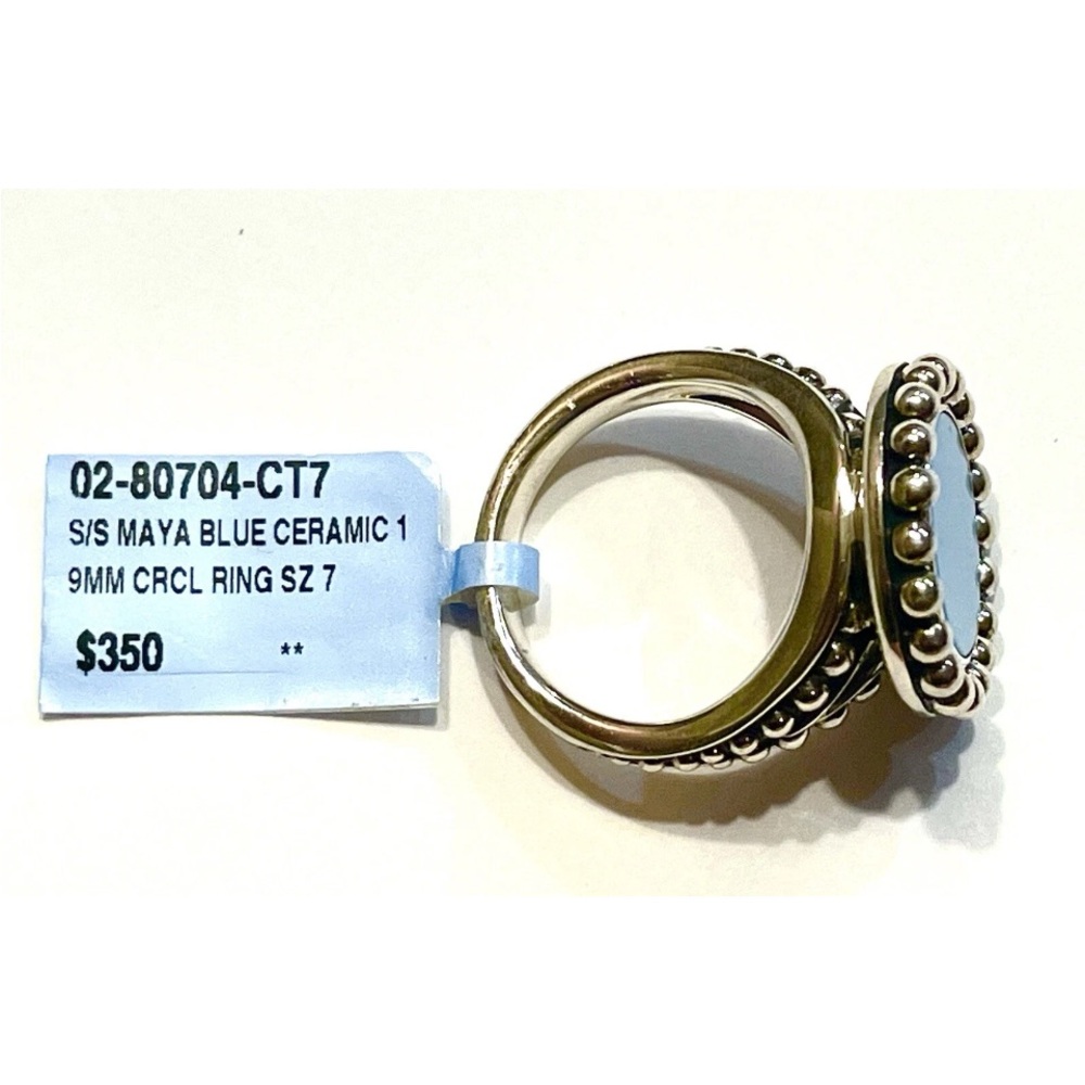 LAGOS Blue Ceramic Beaded Sterling Ring